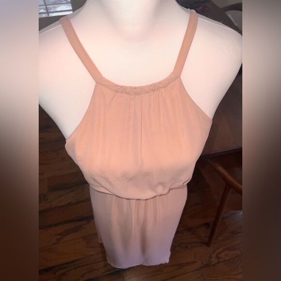Show Me Your MuMu Chiffon Dusted Peach Backless Halter Maxi Gown XS Bridesmaid - Picture 10 of 11